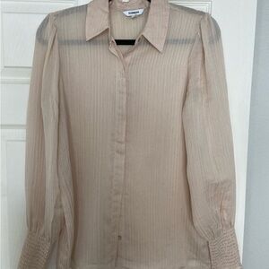 Express Beige Sheer Blouse